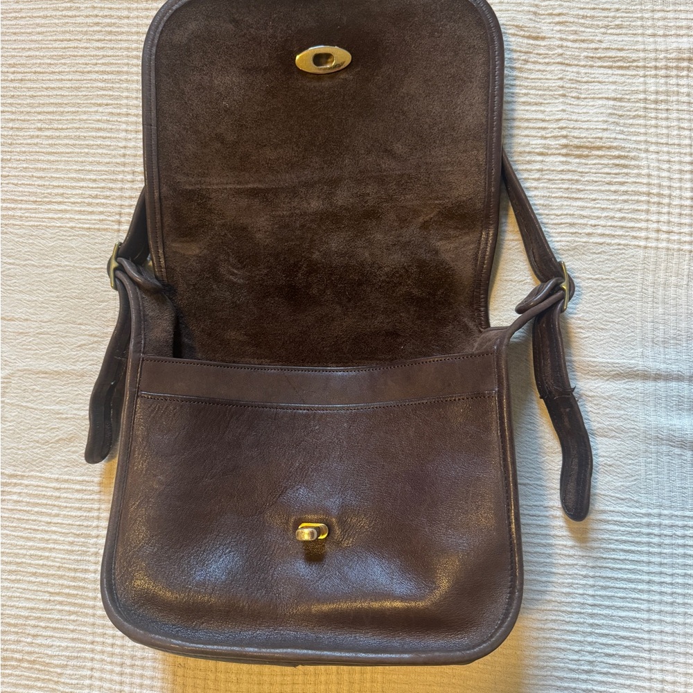 Vintage Coach 70s NYC Dk Brown Leather Bag Metal Plaque Pre-Creed (altered) - Picture 5 of 15